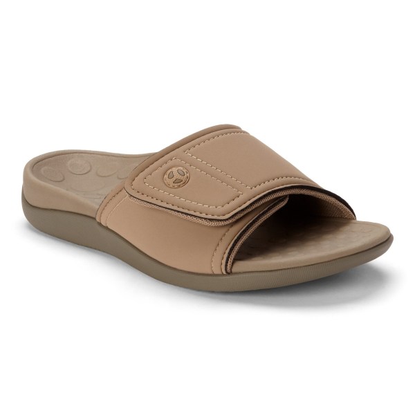 Vionic Sandals Ireland - Kiwi Slide Sandal Brown Khaki - Womens Shoes In Store | ZEXQY-7948